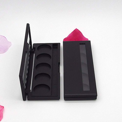 2 Pcs 5 Grids Empty Eyeshadow Palette Cosmetics Makeup Storage Container DIY Eye Shadow Palette Case with Mirror and Window for Blush Eyebrow Powder Lipstick, Inner Diameter 26mm