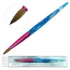 PANA Pure Kolinsky Hair Acrylic Nail Brush - Round Shape Pink Ferrule with White Swirl Blue Handle (Size 6) - Nail Brush for Acrylic Nail Application, Nail Extension, Manicure Pedicure Salon Beginner