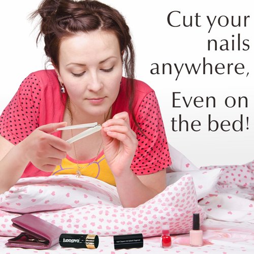 Konovo Nail Clippers for Women, Nail Clippers With Catcher, Nail Clippers With File, Fingernail Clippers for Girls Toenail Clippers Nail Trimme Nail Cutter Portable Female-focused Nail Clipper (white)