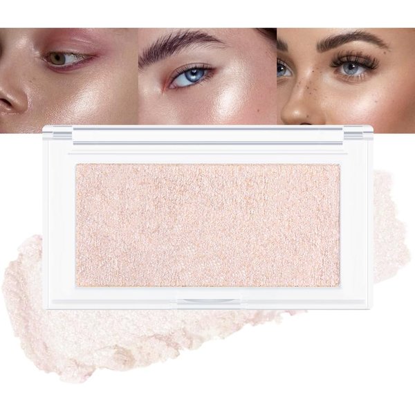 Pearl Pink Shimmer Glitter Highlighter Makeup Contour Powder,Silver Glitter Highlighter Face Illuminator Highlighter, Illuminator Make Up (03#, rectangle)