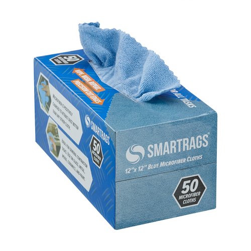 Arkwright Smart Rags in Box - (Pack of 50) Lint Free Microfiber Cleaning Cloth, Scratch & Streak-Free, Dispensable Wash Towels for Cars, Window Glass, and Auto Shop, 12 x 12 in, Blue