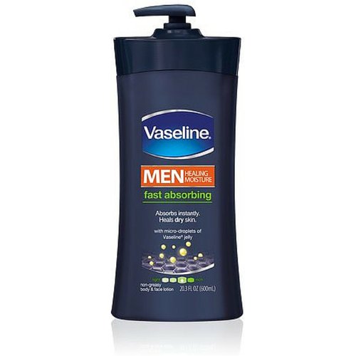 Vaseline Men Healing Moisture Body Lotion, Fast Absorbing, 20.3 oz