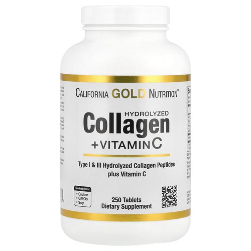 Hydrolyzed Collagen Peptides + Vitamin C by California Gold Nutrition - Support for Hair, Skin, N...