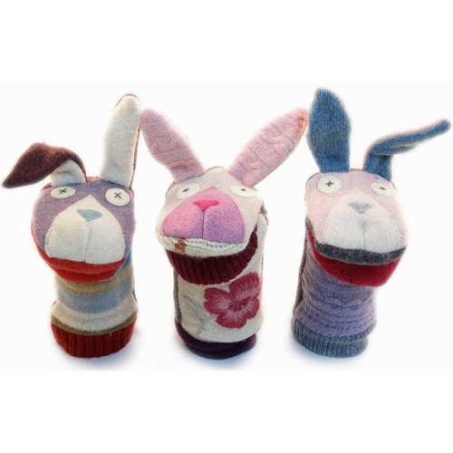 Cate & Levi - Hand Puppet - Premium Reclaimed Wool - Handmade in Canada - Machine Washable (Bunny)