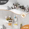 LEVERLOC Shower Caddy Suction Cup Set Shower Shelf Shower Basket NO-Drilling Removable Suction Shower Organizer Powerful Waterproof Bathroom Caddy Organizer