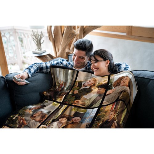 Yoke Style Custom Blanket with Picture, Customized Throw Photo Blankets Personalized Birthday Gifts for Women, Mother in Law, Grandma Family Anniversary Christmas - 9 Photos Collage