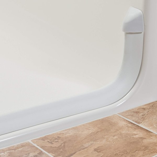 Collapsible Shower Dam - Neutral/Shower Threshold Water Barrier Stopper Strip/Wheelchair Roll in/Use with Weighted Curtain/Radius End Caps/ 72"