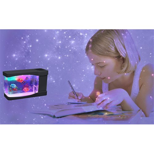 Lightahead® Artificial Mini Aquarium A Sensory Multi Colored LED Swimming Fish Tank with Bubbles