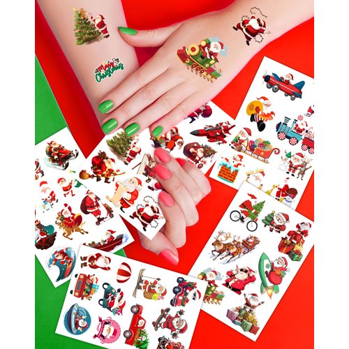20 Sheets Funny Santa Temporary Tattoos Stickers,196 Pieces Santa Claus Themed Tattoos Stickers Party Decoration Supplies Party favors for Kids Adults
