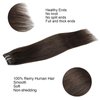 FUBILI Clip in Hair Extensions Dark Brown Real Human Hair Invisible Pu Remy Seamless Clip ins Hair Extensions 30g long Straight Human Hair Extensions 22inch 5Pcs