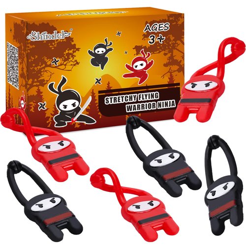 Shindel 40PCS Flying Ninjas, Elastic Slingshot Ninja Toys for Kids Goodie Bag Fillers, Classroom Treasure Box Carnival Prizes, Funny Stretchy Finger Toys Party Favors, Christmas Stocking Stuffers