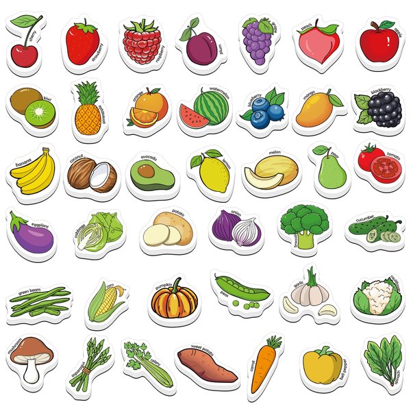 Kasfalci 40 Food Magnets,Refrigerator Fridge Magnets for Kids,Magnetic Fruits and Vegetables Toys for Toddlers,Learning Games,Speech Therapy Toys for Preschool Kindergarten Classroom Educational Toys