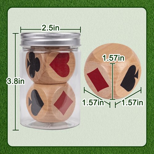 WodGod Double Trump Marker Dice Big Size 1.57''(4cm) Trump Indicator,Trump Suit Dice,Wooden Dice Cube,Lucky Dice,Great Tools for Euchre Pinochele Playing Cards,Great Euchre Gift for Bridge Cards
