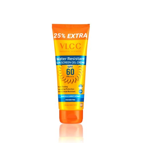 VLCC Water Resistant SPF 60 PA+++ Sunscreen Gel Cream | Helps Reduce Tanning and Premature Skin Aging | Paraben-Free Formulation | All Skin Types | 4.41 Oz/125 g