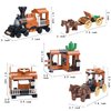 3in1 Train Horse Carriage Building Kit, Horse Stable and Animal Horses, Inn and Carriage with Horn Decoration, Creative Western Cowboy Themed Gifts for Boys Ages 6 Years and Up, 212 Pcs