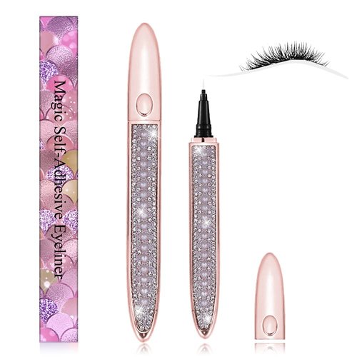 CRINSLY 2022 Upgraded Black Eyelash Glue Pen Self-Adhesive 2 in 2 Eyeliner for Normal False Lashes Long-Lasting Eye Liner for Sensitive Eyes(Clear)