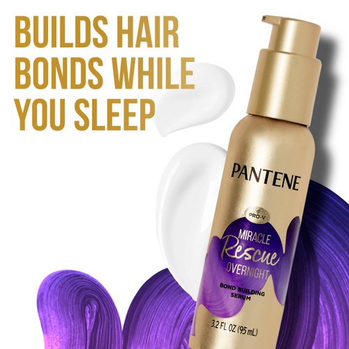 Pantene Hair Serum, Overnight Miracle Rescue, Bond Builder Hair Treatment, Deep Leave In Conditioner 3 fl oz