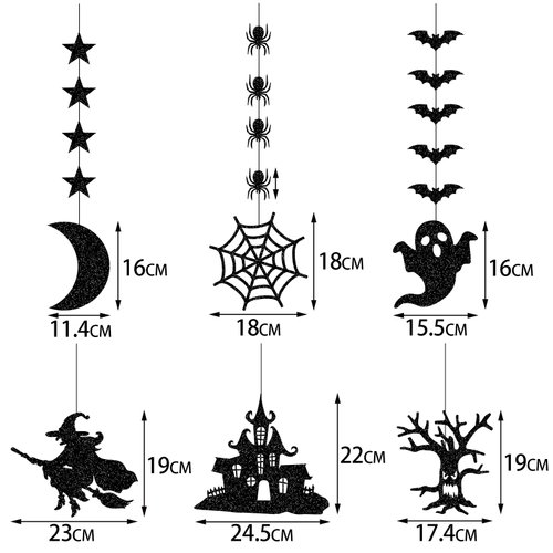 Halloween Black Creepy Vintage Party Decorations - 12Pcs Hanging Streamers Garland,Bat Witch Spider Swirl Ceiling Outdoor Indoor Wall Decor Party Props,Porch Room Scary Supplies Hugtmr