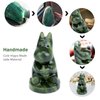 gemshan Hippo Statue Hand Carved Art Natural GreenJade Animal Figurine for Home Office Decoration with Luck