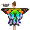Sunlisky Kids Butterfly Wings Costume for Girls Fairy-Wings Mask Party Favors Gifts (Rainbow+Skirt Sets)