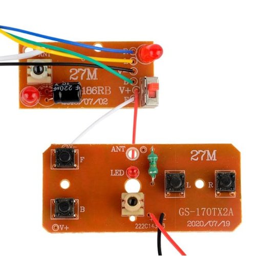 Jowxsx 2Pcs 27mhz Four-Way Remote Control Board Two-Way RC Transmitter and Receiver Toy Car Robot Model Accessories for DIY Toys Projects (Four-Way Remote Control Remote and App Controlled Vehicles