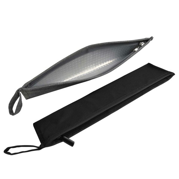 Aosbos Reusable Straws Pouch Carrying Case for Metal Straws Paper Straw Plastic Straws Disposable Straws Silicone Straws Tumbler Straws Case Stainless Steel Straw Bags Chopstick Case, Black & Grey