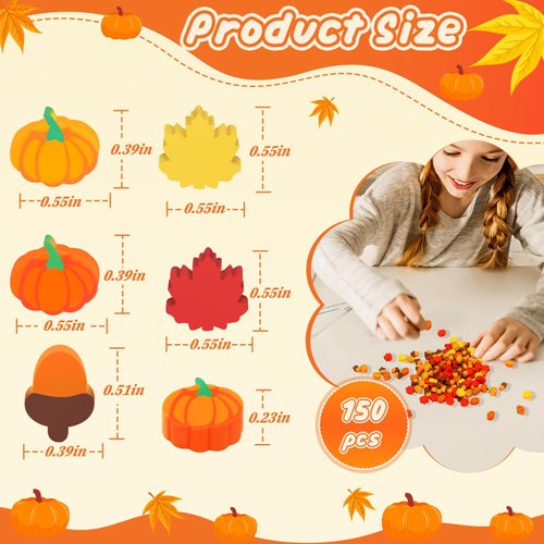 JUNEBRUSHS Fall Mini Erasers, 150Pcs Cute Thanksgiving Erasers Mini Erasers for Kids Bulk Maple Leaf Novelty Pencil Erasers Stationery for Student Classroom Prizes Homework Rewards Gifts Party Favors