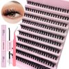 DIY Lash Extension Kit 200pcs 8-16mm 50D DIY Lash Clusters with Lash Bond and Seal & Lash Tweezers Individual Lashes D Curl Eyelash Extension Kit for Self Application at Home (50D KIT)