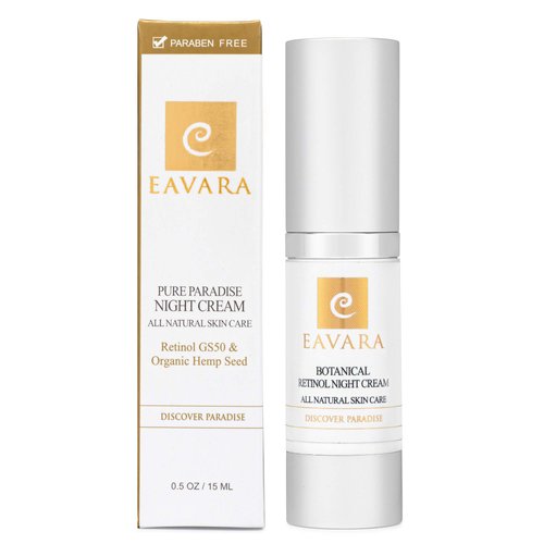 Eavara Organic Retinol Night Cream, Anti Aging Overnight Natural Face Moisturizer Cream with Hyaluronic Acid, Shea Butter, and Aloe Vera, Helps with Fine Lines & Wrinkles