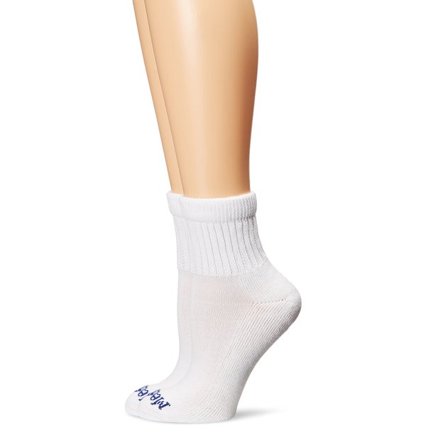 MediPeds womens Peds Quarter With Non-binding Funnel Top 2 Pairs diabetic socks and shoe insoles, White, 7 10 US