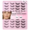 Bepholan False Eyelashes 20 Pairs Pack Natural Look Fluffy 3D False Lashes Soft Faux Mink Strip Lashes Volume Fake Eye Lashes（H02)