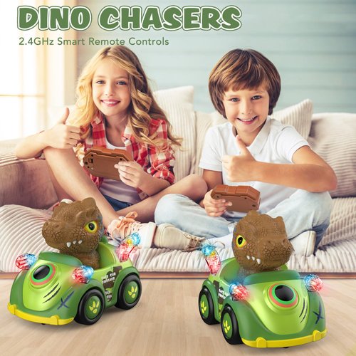 NQD Dinosaur Toys for Kids 3-5,Remote Control Car for Toddlers,2.4GHz Monster Trucks for Boys Girls with Light & Music, Dinosaur Toys Gift for Kids Boys Girls 1 2 3 4 5 6 Christmas Birthday