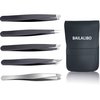 Tweezers for Women Facial Hair, 5Pcs Eyebrow Tweezers for men, Round tip Tweezers, Professional Stainless Steel hair removal Tweezers, Pointed tweezers Set plucker, Ingrown Hair Tweezers