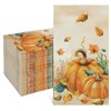 Homlouue 100 Pcs Fall Napkins, 3 Ply Thanksgiving Napkins Pumpkins Autumn Leaves Paper Napkins, Disposable Fall Pumpkins Paper Guest Towels for Thanksgiving Harvest Party Table Decor Dinner Bathroom