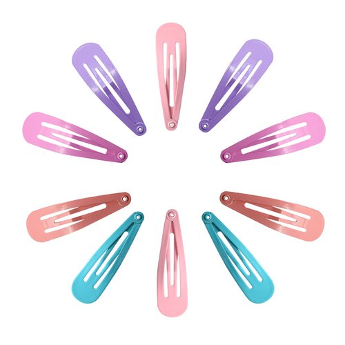 Snap Hair Clips, 10 PCS 2 Inch Metal Barrettes in 5 Colors, No Slip Cute Sugar Pure Color Hair Accessories for Girls, Women, Kids Teens or Toddlers