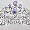 Light Purple Quinceanera Crowns and tiaras lavender Sweet 16 Birthday Crowns for Girls Cubic Zirconia CZ Wedding Headpiece Silver Hair Accessories