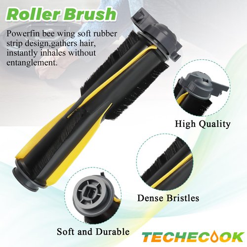 Replacement Parts for Shark IQ Robot Vacuum by Techecook- Replace R101AE RV1001AE shark robot vacuum brushes - Includes 6 x Side Brushes, 3 x Hepa Filters,1 x Main Rolling Brush and 1 x Cleaning Brush