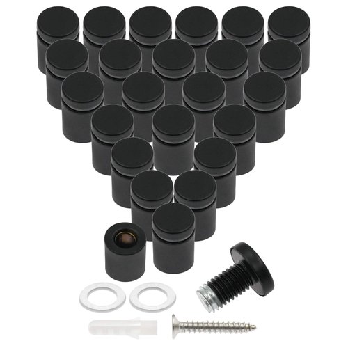 Luomorgo 24 Pcs 3/4" x 1" Stainless Steel Standoff Screws, Wall Sign Standoff Mounting Hardware Advertising Glass Standoff Nail for Hanging Acrylic Picture Frame, Black