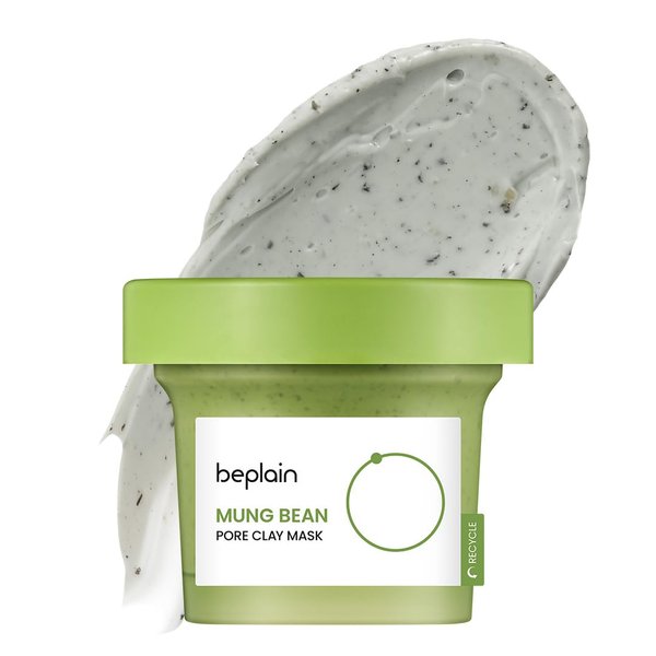 beplain Mung Bean Pore Clay mask (4.05 fl oz, 120ml) | Wash off mask for Blackhead & Whitehead care | Cleanse and visibly tighten pores | Collab with Youtuber LeoJ | Korean Clay Mask | k-beauty