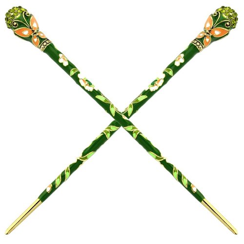 Fashion & Lifestyle 2 Count Hair Decor Chinese Traditional Style Hair Sticks Shawl Pins Picks Pics Forks for Women Girls Hair Updo Making Accessory 6" with Butterfly, Green