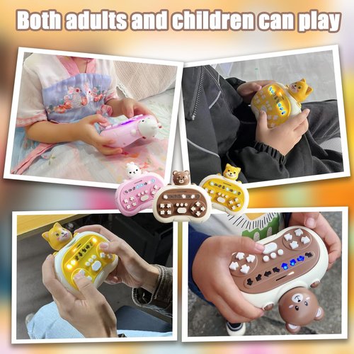 Meiweichuang Fast Push Game Fidget Toys Handle Upgraded Flashing Quick Press Games Pro for Kids，Portable Travel Games for Car Ride, Board Games for Kids andAdultsXmas Birthday Gifts (Yellow Dog)