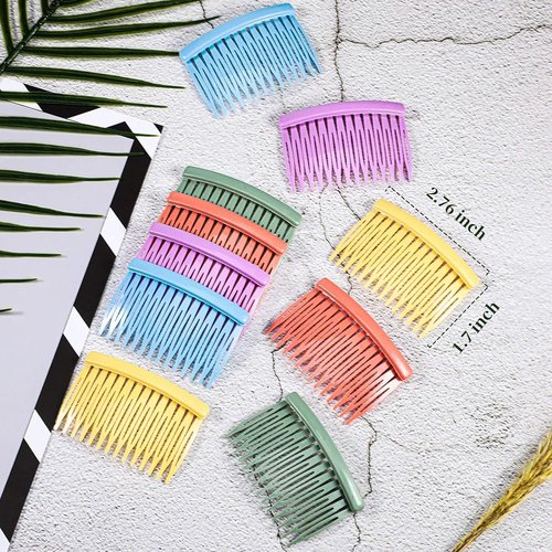 Plastic Hair Side Combs Cute Hair Comb Claws Colorful Hair Comb Clips Wide Teeth Hair Slide Comb Kawaii Hair Accessories for Women Girls C 10 Pcs