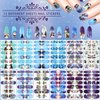 168 Pieces Christmas Full Wrap Nail Art Stickers Snowflakes Snowman Deer Nail Polish Stickers Self-Adhesive Holiday Winter Nail Art Decal Strips with Nail File for Women DIY Nail Decoration