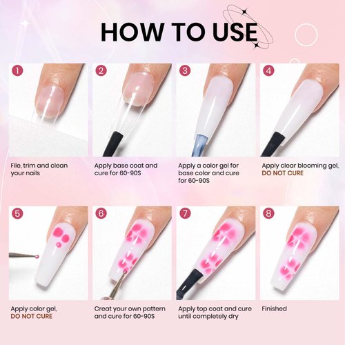 SUPWEE Clear Blooming Gel Nail Polish, 15ml Blossom Nail Gel Polish for Spreading Effect Marble Nail Polish Gel Nail Art Polish Soak Off UV LED Lamp Gel Gift for Mother's Day