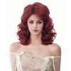 NJJYXH 16 Inches Vintage Copper Red Wigs for Women Long Auburn Wavy Wig with Bangs Synthetic Natural Burgundy Wig for 60s 70s 80s Cosplay,Halloween,Daily Use