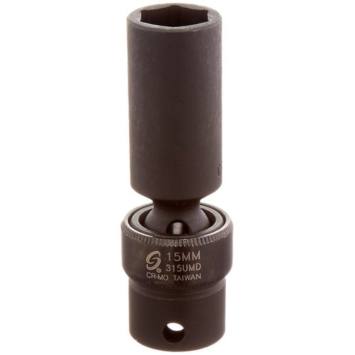 SUNEX TOOLS 315umd 3/8-Inch Drive 15-Mm Deep Universal Impact Socket