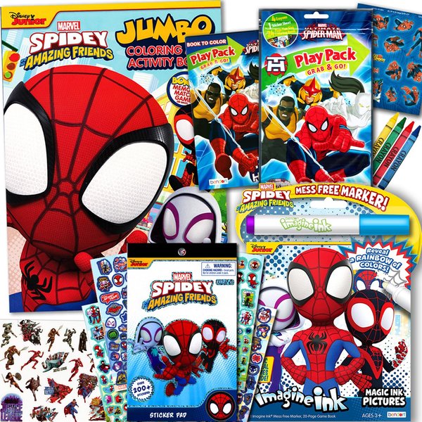 Spidey and His Amazing Friends Coloring and Activity Books Bundle with Imagine Ink Coloring Book, Stickers, and More