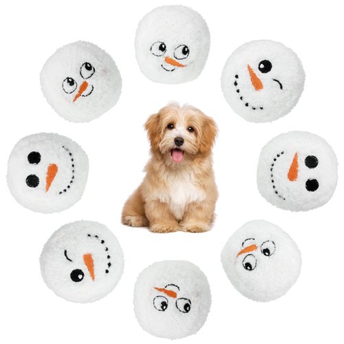 8 Pieces Pet Plush Beach Ball Dog Toy Beach Ball Indoor Ball Dog Toy Plush Stuffed Dog Toy Ball for Pets Indoor Outdoor Games (Snowball)
