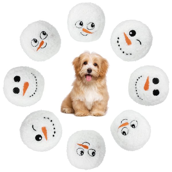 8 Pieces Pet Plush Beach Ball Dog Toy Beach Ball Indoor Ball Dog Toy Plush Stuffed Dog Toy Ball for Pets Indoor Outdoor Games (Snowball)