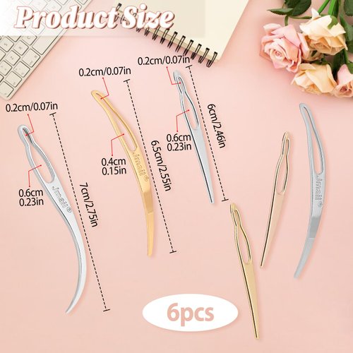 Lusofie 6Pcs Sisterlock Retighten Tool Metal Interlocking Dreadlock Tool for Loc Crochet Needle for Maintaining Your Dreadlocks Hair Extensions Styling Tools